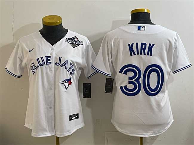 Women%27s Toronto Blue Jays #30 Alejandro Kirk White 2025 World Series Home Cool Base Stitched Jersey(Run Small)