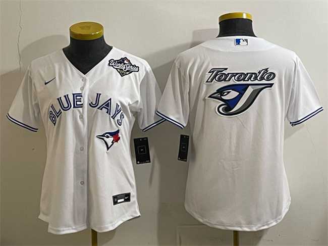 Women%27s Toronto Blue Jays Team Big Logo White 2025 World Series Cool Base Stitched Jersey(Run Small)
