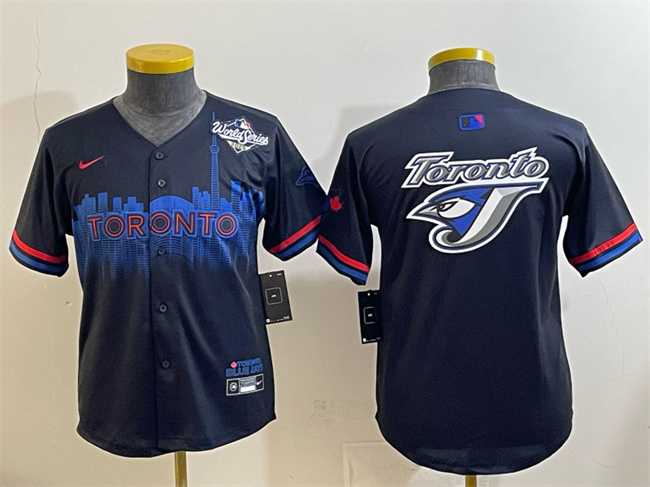 Youth Toronto Blue Jays Team Big Logo Navy 2025 World Series City Connect Limited Stitched Jersey