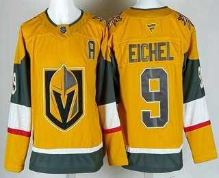 Men%27s Vegas Golden Knights #9 Jack Eichel Gold With A Patch Authentic Jersey