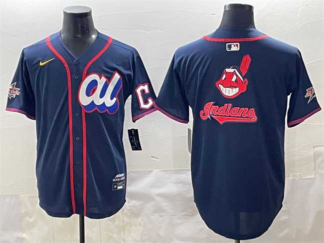 Men%27s American League Cleveland Guardians Team Big Logo Navy 2025 All-Star Edition Limited Stitched Baseball Jersey