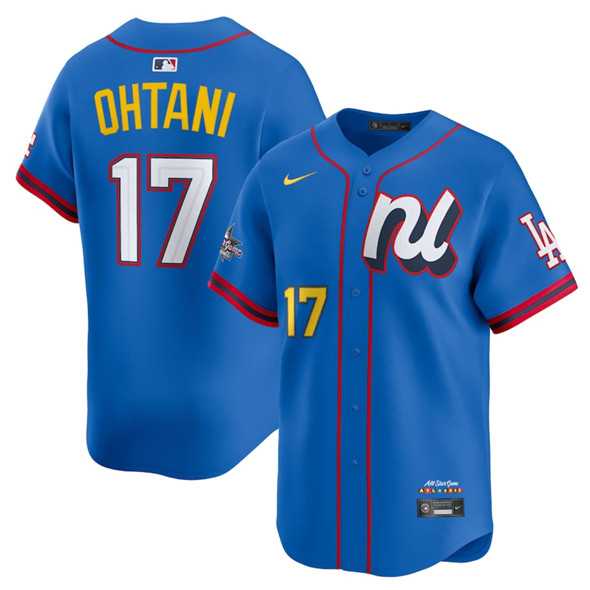 Men%27s National League #17 Shohei Ohtani Blue 2025 All-Star Edition Limited Stitched Baseball Jersey