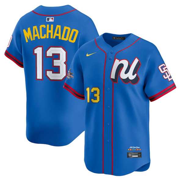 Men%27s National League #13 Manny Machado Blue 2025 All-Star Edition Limited Stitched Baseball Jersey
