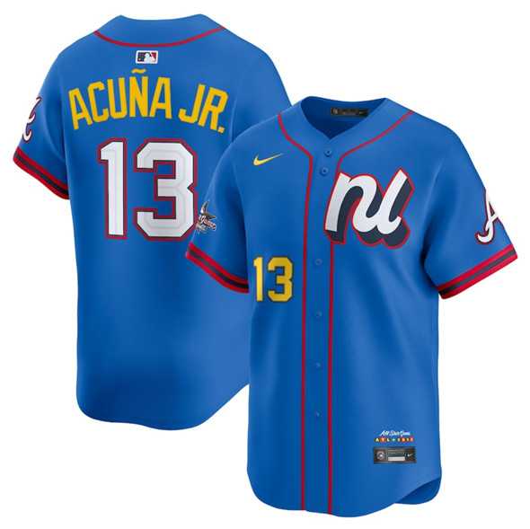 Men%27s National League #13 Ronald Acuna Jr. Blue 2025 All-Star Edition Limited Stitched Baseball Jersey