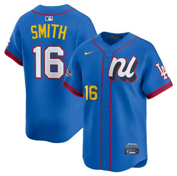 Men%27s National League #16 Will Smith Blue 2025 All-Star Edition Limited Stitched Baseball Jersey