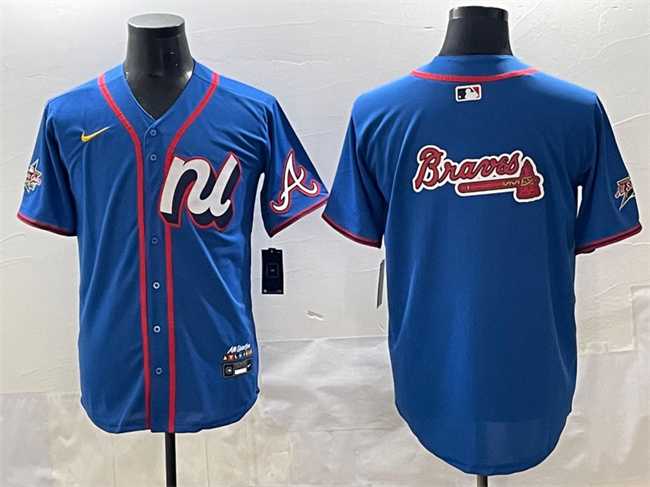 Men%27s National League Atlanta Braves Team Big Logo Blue 2025 All-Star Edition Limited Stitched Baseball Jersey