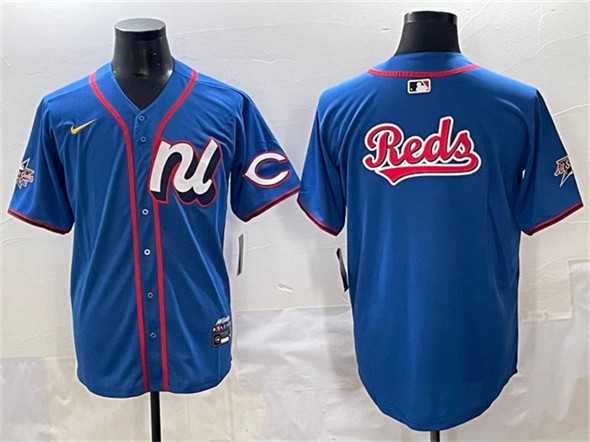 Men%27s National League Cincinnati Reds Team Big Logo Blue 2025 All-Star Edition Limited Stitched Baseball Jersey