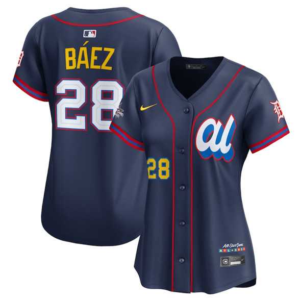 Women%27s American League #28 Javier Baez Navy 2025 All-Star Edition Limited Stitched Baseball Jersey(Run Small)