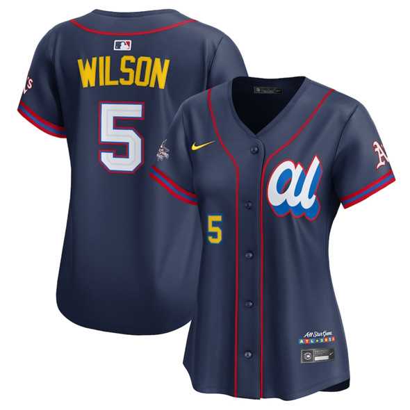 Women%27s American League #5 Jacob Wilson Navy 2025 All-Star Edition Limited Stitched Baseball Jersey(Run Small)