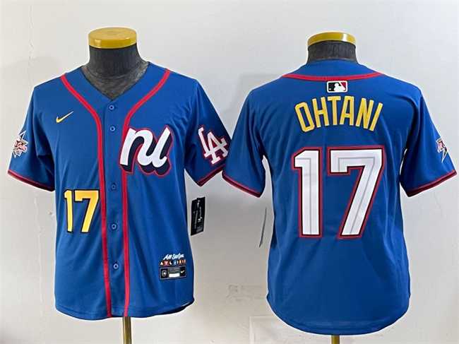 Youth National League #17 Shohei Ohtani Blue 2025 All-Star Edition Limited Stitched Baseball Jersey