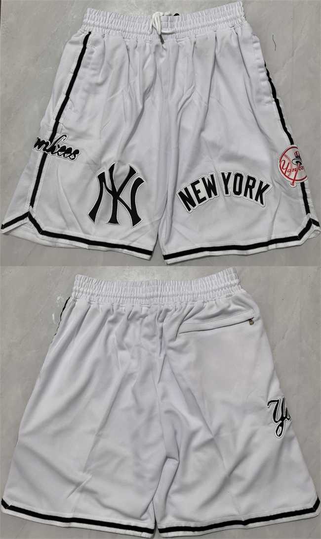 Men%27s New Yok Yankees White Shorts (Run Small)