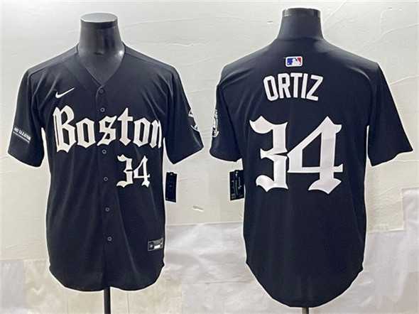 Men%27s Boston Red Sox #34 David Ortiz Black Gothic Vapor Limited Stitched Baseball Jersey
