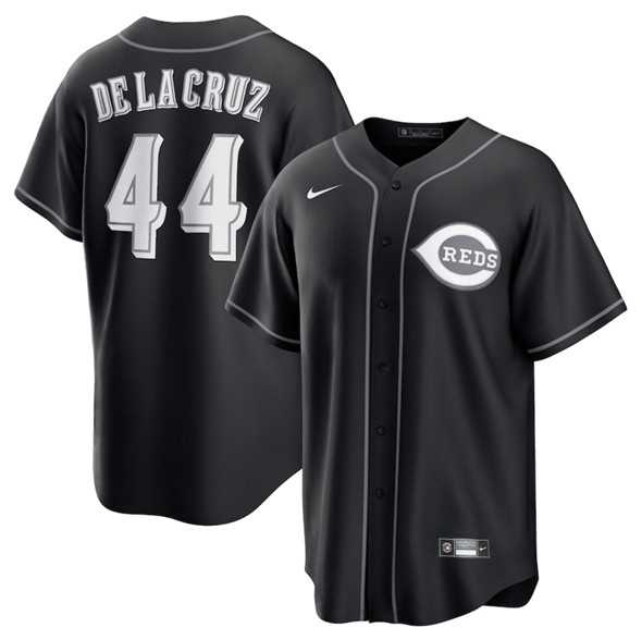 Men%27s Cincinnati Reds #44 Elly De La Cruz Black Lights Out Limited Stitched Baseball Jersey Dzhi