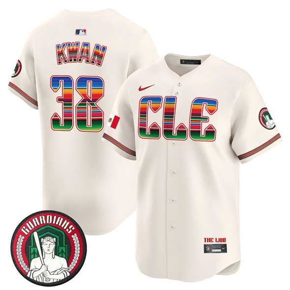 Men%27s Cleveland Guardians #38 Steven Kwan Cream Mexico Vapor Premier Limited Stitched Baseball Jersey Dzhi
