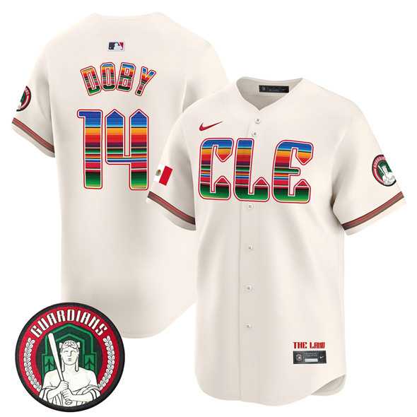 Men%27s Cleveland Guardians #14 Larry Doby Cream Mexico Vapor Premier Limited Stitched Baseball Jersey Dzhi
