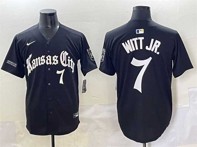 Men%27s Kansas City Royals #7 Bobby Witt Jr. Black %27Gothic Crown Edition%27 Vapor Premier Limited Stitched Baseball Jersey
