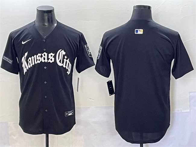 Men%27s Kansas City Royals Blank Black %27Gothic Crown Edition%27 Vapor Premier Limited Stitched Baseball Jersey