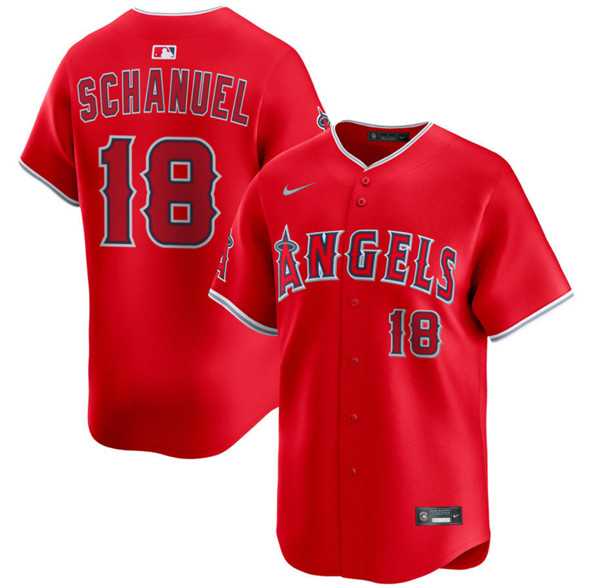 Men%27s Los Angeles Angels #18 Nolan Schanuel Red Alternate Limited Stitched Baseball Jersey Dzhi