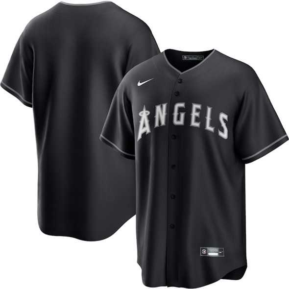Men%27s Los Angeles Angels Blank Black Lights Out Limited Stitched Baseball Jersey Dzhi