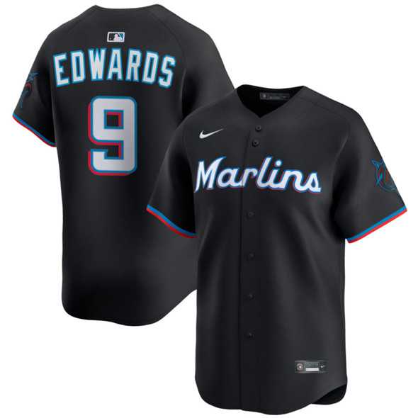 Men%27s Miami Marlins #9 Xavier Edwards Black 2024 Alternate Limited Stitched Baseball Jersey Dzhi