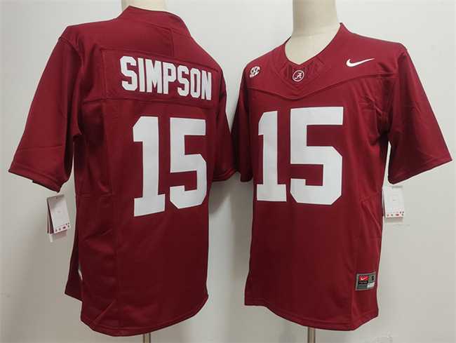 Men%27s Alabama Crimson Tide #15 Ty Simpson Red F.U.S.E. Stitched Football Jersey