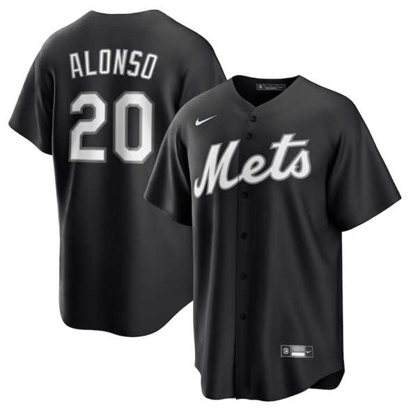 Men%27s New York Mets #20 Pete Alonso Black Lights Out Limited Stitched Baseball Jersey Dzhi