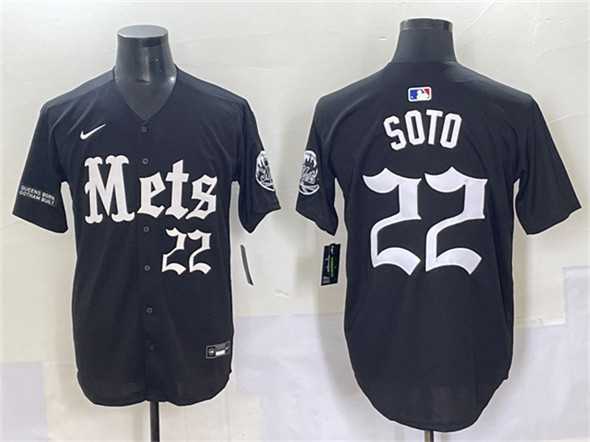 Men%27s New York Mets #22 Juan Soto Black %27Gotham Gothic Edition%27 Vapor Premier Limited Stitched Baseball Jersey