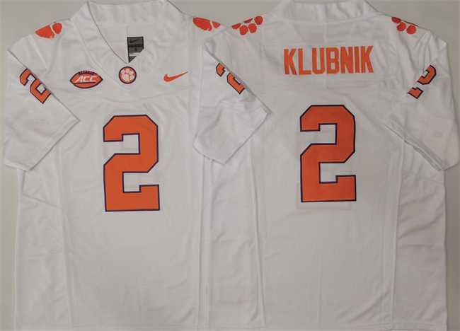 Men%27s Clemson Tigers #2 Cade Klubnik White F.U.S.E. Stitched Football Jersey