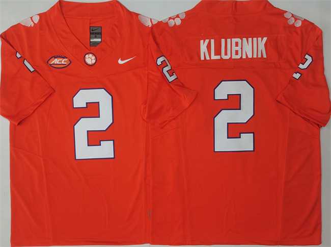 Men%27s Clemson Tigers #2 Cade Klubnik Orange F.U.S.E. Stitched Football Jersey