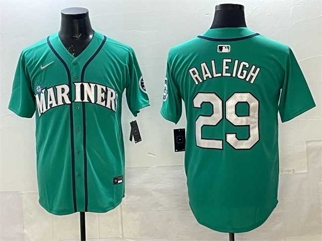 Men%27s Seattle Mariners #29 Cal Raleigh Aqua Limited Stitched jersey