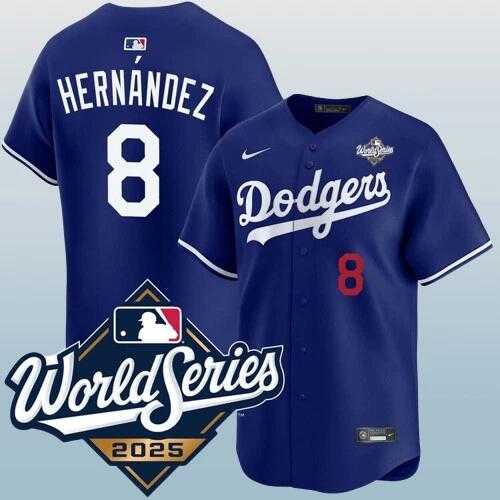 Men%27s Los Angeles Dodgers #8 Enrique Hernandez Blue 2025 World Series Vapor Limited Stitched Jersey