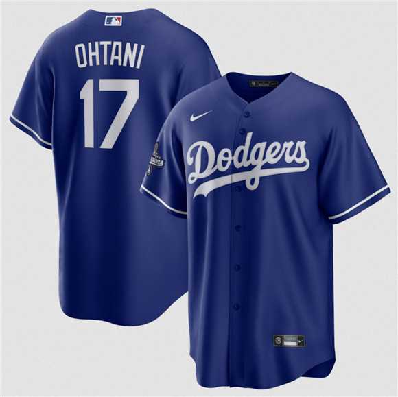 Men%27s Los Angeles Dodgers #17 Shohei Ohtani Blue 2025 World Series Champions Stitched Jersey