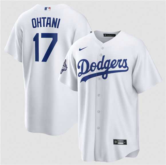 Men%27s Los Angeles Dodgers #17 Shohei Ohtani White 2025 World Series Champions Stitched Jersey
