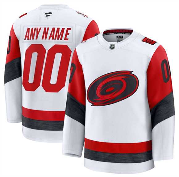Men%27s Carolina Hurricanes Active Player Custom White 2025 Away Stitched Hockey Jersey
