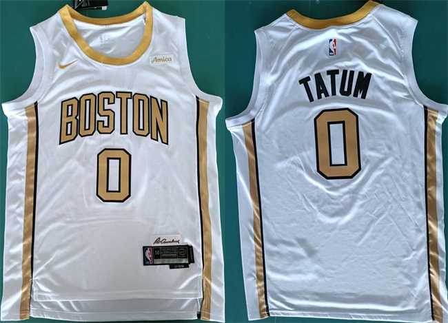 Men%27s Boston Celtics #0 Jayson Tatum White Stitched Jersey