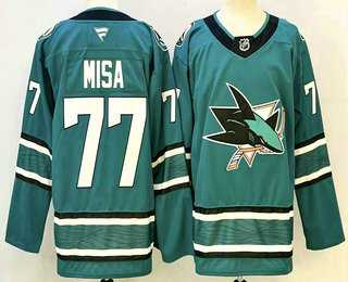 Men%27s San Jose Sharks #77 Michael Misa Teal Authentic Jersey