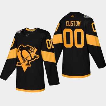 Men%27s Custom Pittsburgh Penguins Coors Light 2019 Stadium Series Black Authentic Jersey