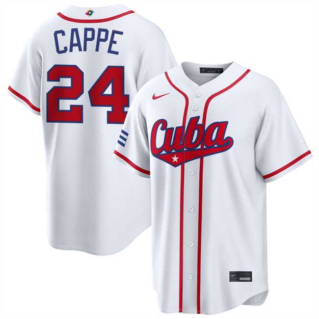 Men%27s Cuba Baseball #24 Yiddi Cappe White 2026 World Baseball Classic Home Stadium Stitched Jersey