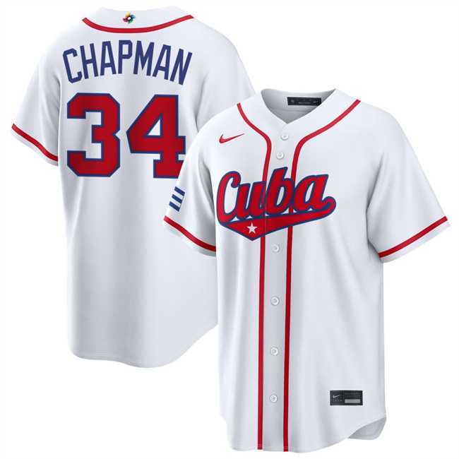Men%27s Cuba Baseball #34 Emmanuel Chapman White 2026 World Baseball Classic Home Stadium Stitched Jersey