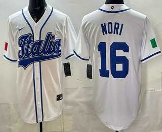Men%27s Italy #16 Dante Nori White 2026 World Baseball Classic Cool Base Jersey