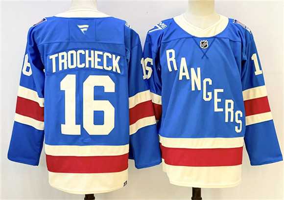 Men%27s New York Rangers #16 Vincent Trocheck Blue 2025 Stitched Jersey