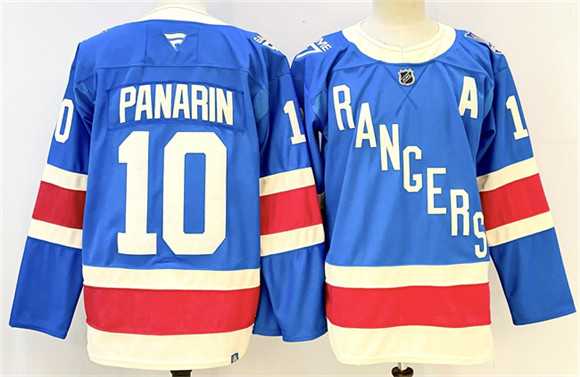 Men%27s New York Rangers #10 Artemi Panarin Blue 2025 With A Patch Stitched Jersey