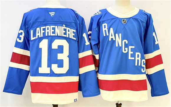 Men%27s New York Rangers #13 Alexis Lafreniere Blue 2025 Stitched Jersey