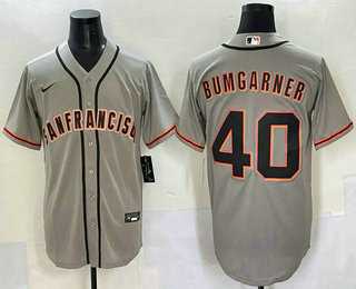 Men%27s San Francisco Giants #40 Madison Bumgarner Grey Cool Base Stitched Jersey