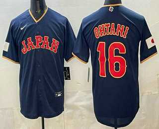 Men%27s Japan #16 Shohei Ohtani Navy 2026 World Baseball Classic Cool Base Jersey