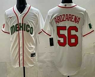 Men%27s Mexico #56 Randy Arozarena White 2026 World Baseball Classic Cool Base Jersey