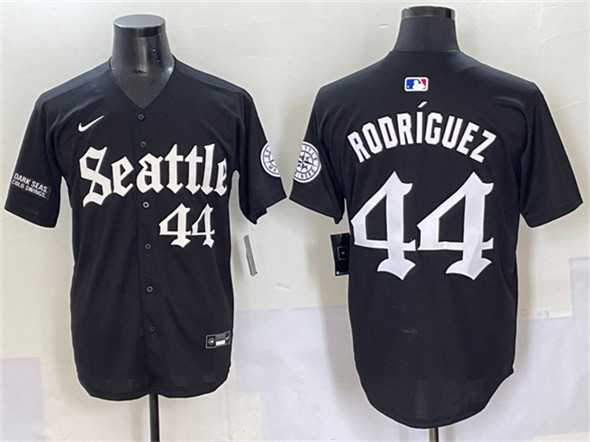 Men%27s Seattle Mariners #44 Julio Rodriguez Black %27Deep Sea Gothic Edition%27 Vapor Premier Limited Stitched Baseball Jersey