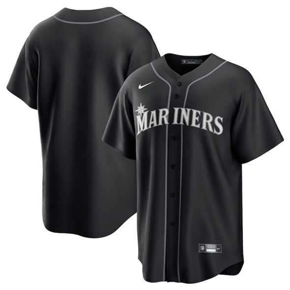Men%27s Seattle Mariners Blank Black Lights Out Limited Stitched Baseball Jersey Dzhi