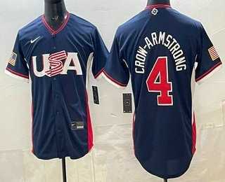 Men%27s USA #4 Pete Crow-Armstrong Navy 2026 World Baseball Classic Cool Base Jersey