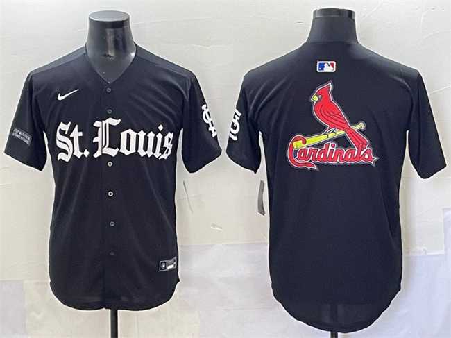 Men%27s St. Louis Cardinals Team Big Logo Black %27Gothic Legacy Edition%27 Vapor Premier Limited Stitched Baseball Jersey